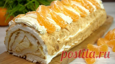 ВКУСНЕЙШАЯ Выпечка на скорую руку к новогоднему столу Мандариновый рулет