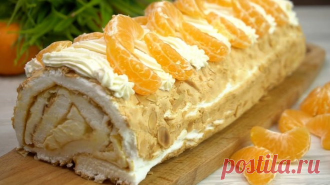 ВКУСНЕЙШАЯ Выпечка на скорую руку к новогоднему столу Мандариновый рулет