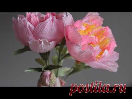 Crepe paper Peony DIY / Пышный пион из гофрированной бумаги - YouTube