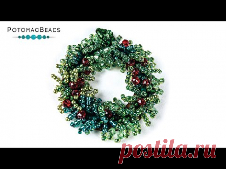 Evergreen Seed Bead Wreath - DIY Jewelry Making Tutorial by PotomacBeads