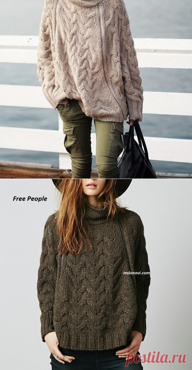 Свитер-пончо спицами от Free People | Вяжем с Лана Ви