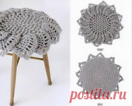 Цветочный коврик-сидушка для табурета. Крючком. Схемы. / knittingideas.ru