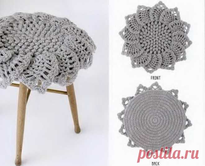 Цветочный коврик-сидушка для табурета. Крючком. Схемы. / knittingideas.ru