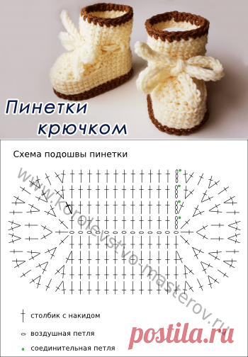 Вязать крючком пинетки