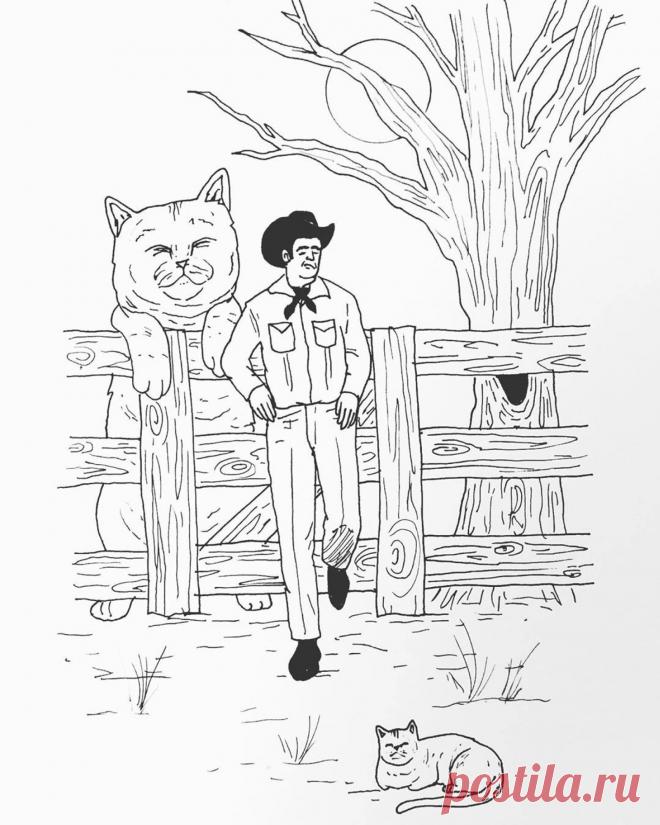 Авокадо, космос и «Большая волна»: сюрреалистические коты Даниала Райана