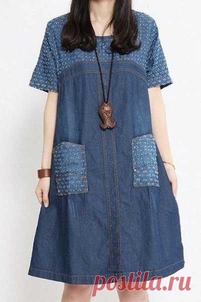 Оригинальные лоскутные идеи джинсовых платьев