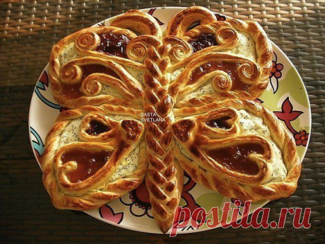 Пирог &quot;Бабочка&quot; с творожным кремом и вареньем