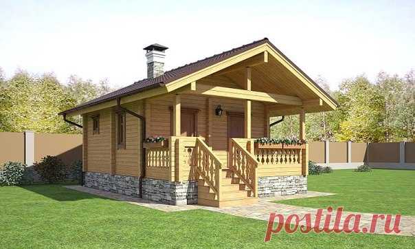 Проект бани с террасой из бруса, 38 м2