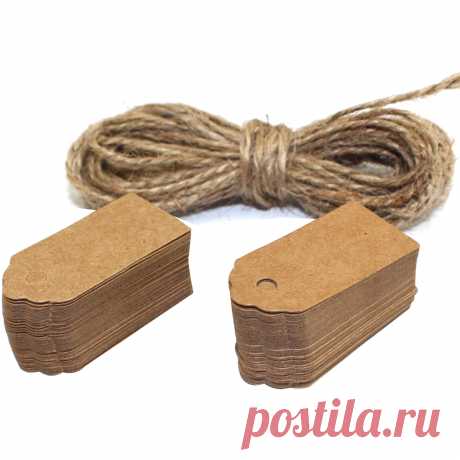 Декорирования 100 шт. свадебное браун Retangle Scalloped крафт бумага бирка с джута шпагат для подарков ценники купить на AliExpress