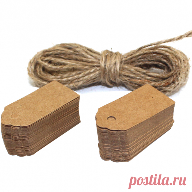 Декорирования 100 шт. свадебное браун Retangle Scalloped крафт бумага бирка с джута шпагат для подарков ценники купить на AliExpress