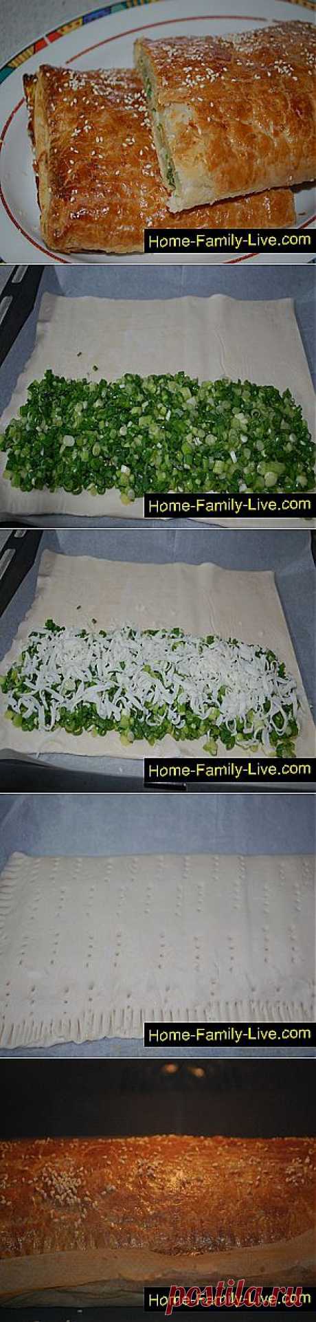 Кулинарные рецепты Луковый пирог - пошаговый фоторецепт - пирог из слоеного теста с луком