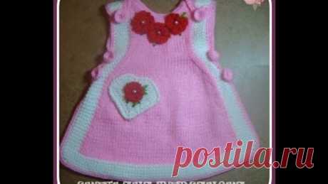 Вязаный сарафан для девочки.Часть 1. Knitted dress for girl