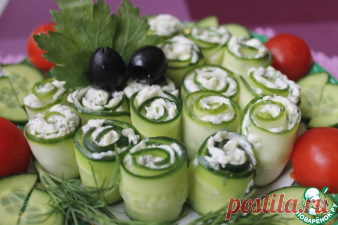 Закусочные рулетики из огурцов Кулинарный рецепт