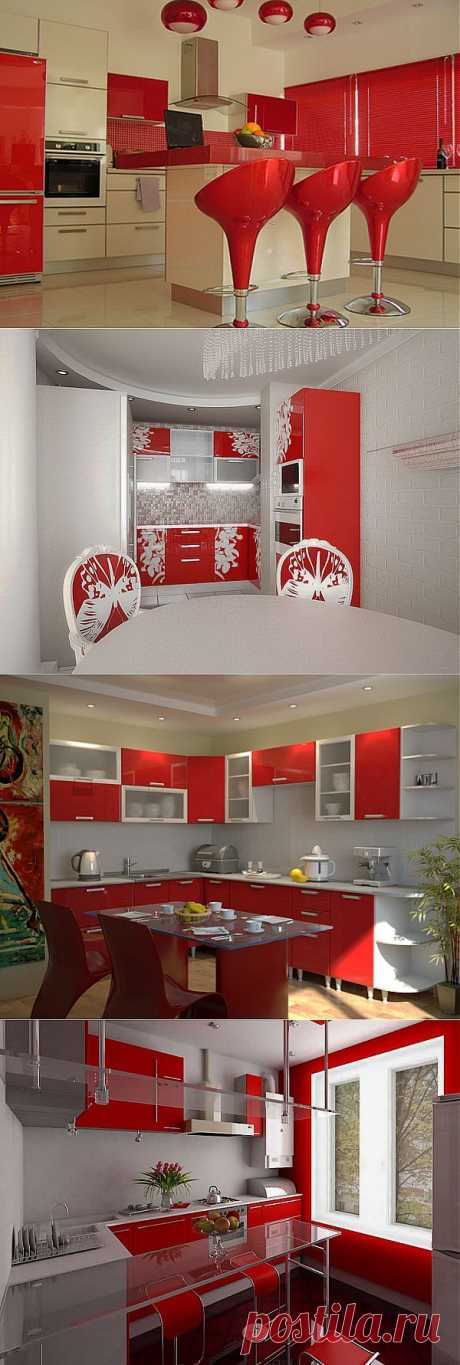 Для поднятия аппетита: красный цвет в интерьере кухни