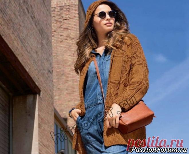 Жакет спицами с капюшоном - запись пользователя Лисик (Светлана) в сообществе Вязание спицами в категории Вязание для женщин спицами. Схемы вязания спицами Вам потребуется: 600 (650) грамм коричневой пряжи, состоящей из 50%   натуральной шерсти, 50% шерсти яка; длиной нити 130 метров в 50 граммах;   спицы № 4,5; круговые спицы № 4,5.   Размеры жакета: 38-40 (42-44).