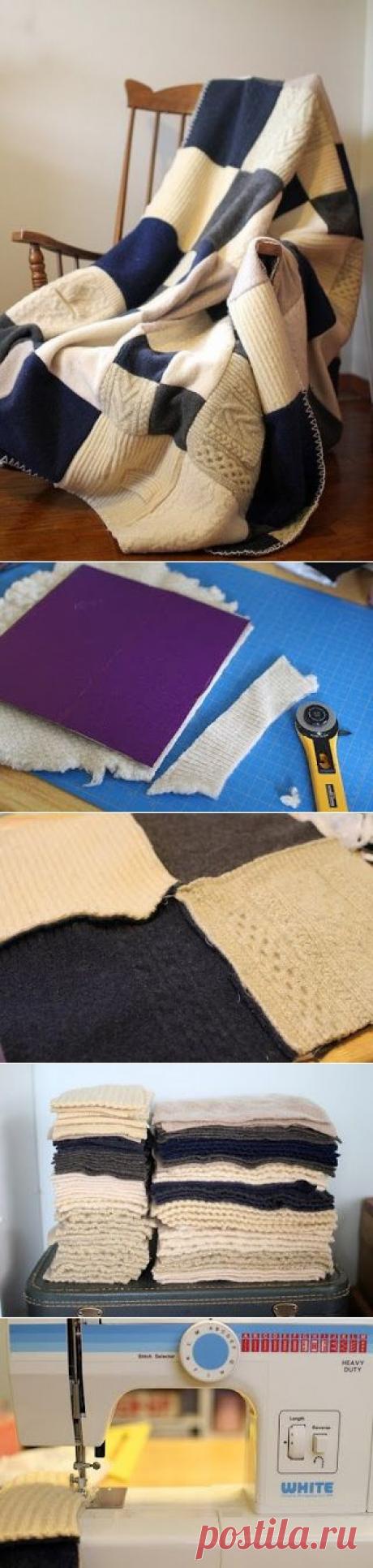 Плед из ненужных свитеров и джемперов