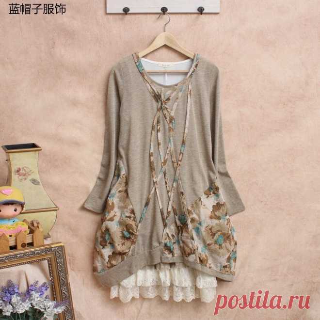 Combinaison Femme платье с цветочным рисунком Хлопок Зима Осень Мори девушка Баян одежды винтажные женские Туника Vestidos Большие размеры хиппи купить на AliExpress