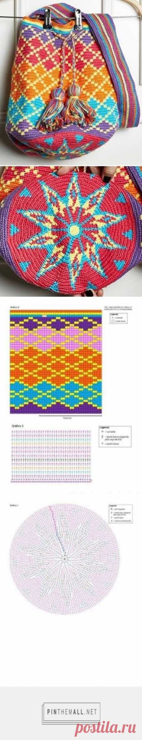 (189) Tapestry crochet: Wayuu Mochilas bags - free pattern | Tapestry/Mochila crochet