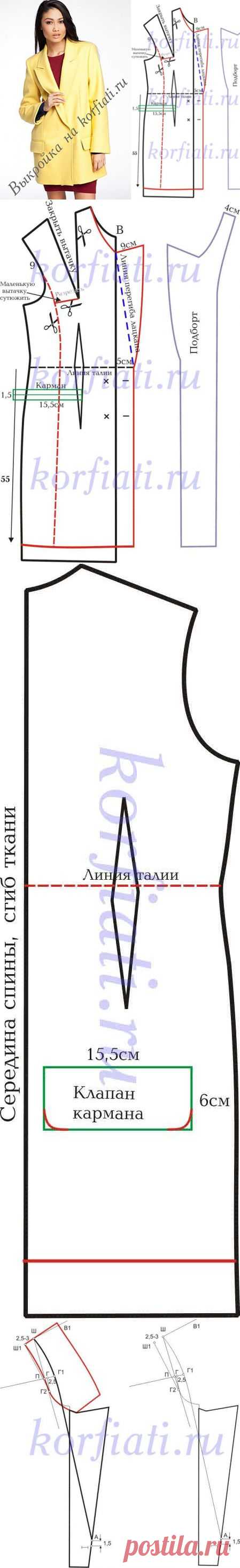Выкройка женского полупальто - выкройка А. Корфиати