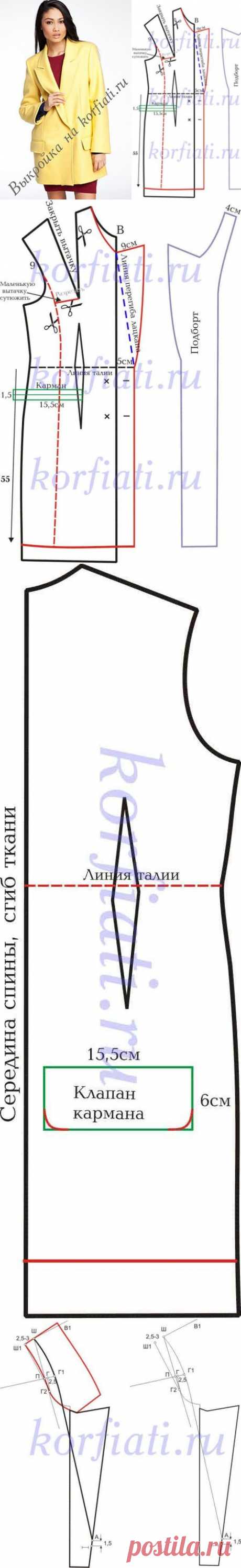 Выкройка женского полупальто - выкройка А. Корфиати