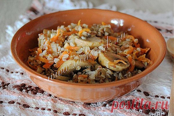 Гречка с грибами шампиньонами, рецепт с фото.