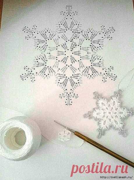Снежинка крючком со схемой — HandMade