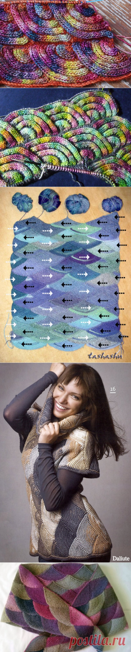 Мастер-класс узора спицами *Чешуя дракона* в технике пэчворк - Modnoe Vyazanie ru.com