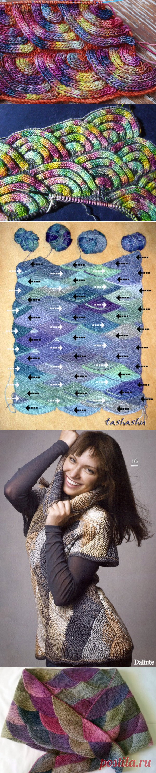 Мастер-класс узора спицами *Чешуя дракона* в технике пэчворк - Modnoe Vyazanie ru.com