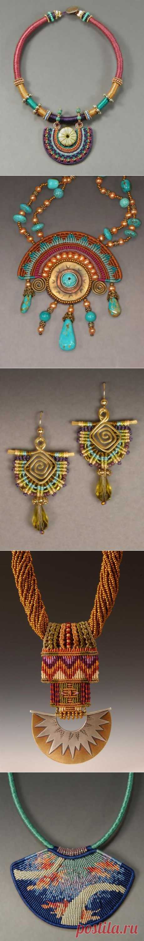 Украшения в технике макраме с бисером - Ярмарка Мастеров - ручная работа, handmade