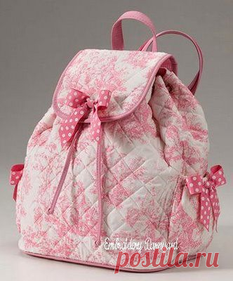 pink toile quilted backpack | Bolsas, carteiras etc