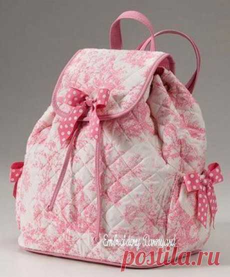 pink toile quilted backpack | Bolsas, carteiras etc