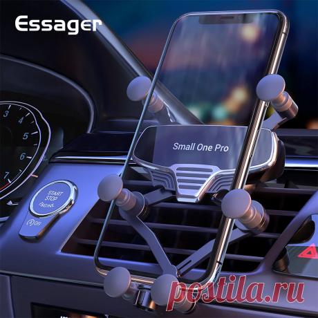 Essager Gravity Car Phone Holder Universal Air Vent Mount Car Holder Clip Mobile - US$7.99