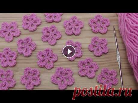 Вязание простого ЦВЕТКА - урок вязания для начинающих - Lesson crochet flowers Как связать маленькие цветочки для ирландского кружева. Вязание крючком для новичков. Как научиться вязать крючком цветы. Спасибо за подписку на мой к...
