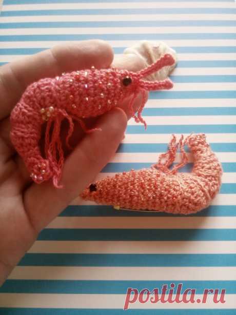 Брошь вязаная &quot; Креветка&quot;.