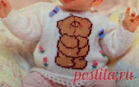 baby and toddler knitting pattern cute forever frends teddy bear jumpersin size 0-3 years 16-22 inch chest dk yarn This item is a PDF file of the knitting pattern for this really super cute little sweater.    The pattern calls for double knitting wool and 3.25 and 3.15mm needles. So sweet!    The pattern contains an intarsia chart. Sizes given are 0-6 months, 6-12 months, 1-2 years and 2-3 years.    The pattern will be available for download upon receipt of payment, for yo...