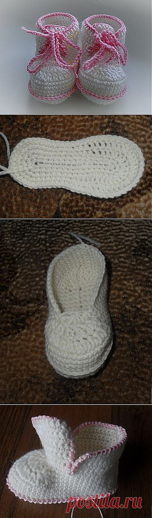 пинетки ботиночки для начинающих - Ярмарка Мастеров - ручная работа, handmade