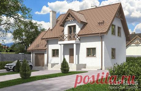 Rg5594 - Проект одноэтажного дома с подвалом, мансардой, гаражом и террасой.