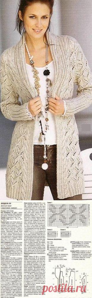 Ажурный кардиган спицами