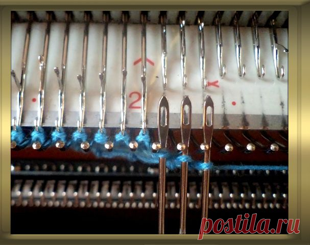 Убавление одной петли трёхигольным деккером » Школа машинного вязания