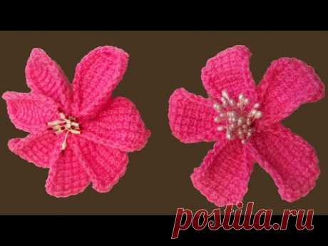 Вязание цветка. Тунисское вязание. Цветок крючком. (Tunisian crochet flower) - YouTube