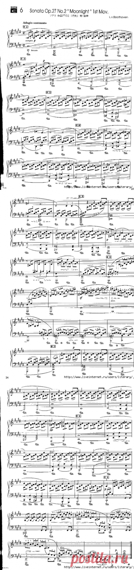 Бетховен. Лунная соната. Ноты+видеоурок