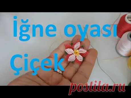 Elde başlama iğne oyası çiçek kolye nasıl yapılır ? #DIY