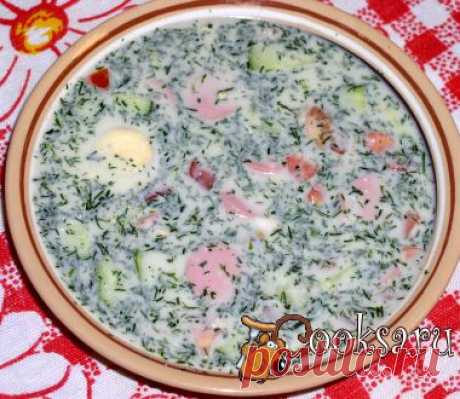Окрошка с курицей на простокваше .