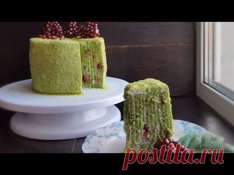 ШПИНАТНЫЙ МЕДОВИК с ягодным конфи🌿ВЕРТИКАЛЬНАЯ СБОРКА🌿Spinach cake recipe - YouTube