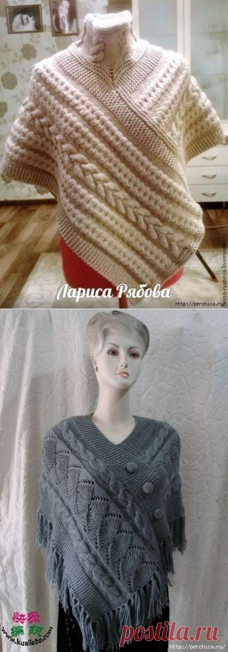 Как связать пончо-шарф .