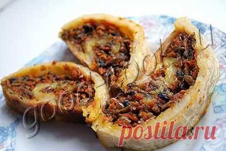 Хорошая кухня - постный картофельный рулет с грибами и овощами. Кулинарная книга рецептов. Салаты, выпечка.