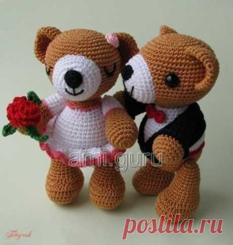 Вязаные свадебные мишки