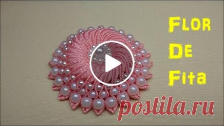 Цветы из ленты с жемчугом - Пошаговое руководство | Уголок Видео