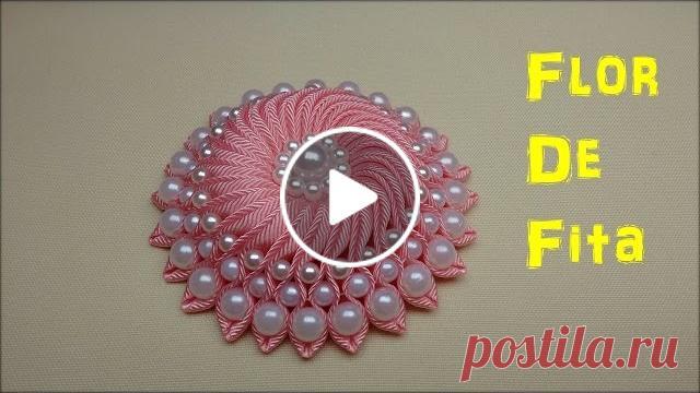 Цветы из ленты с жемчугом - Пошаговое руководство | Уголок Видео