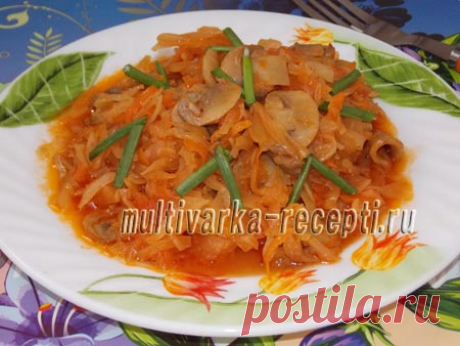 Капуста с грибами в мультиварке: пошаговый рецепт с фото Как показывает практика, тушеная капуста с грибами в мультиварке получается намного нежнее и вкуснее, чем та, что приготовлена в сковороде или кастрюле.